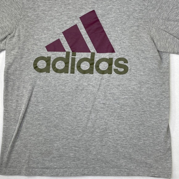 Adidas Amplifier Men's M Heathered Gray Maroon/Olive Green Logo T-Shirt - Picture 5 of 10